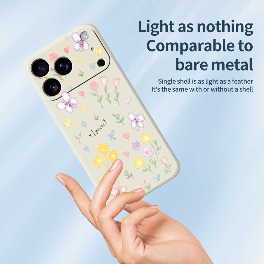 For iPhone 17 Pro Max Case Small Flowers Pattern Printing Straight Edge TPU Phone Back Cover