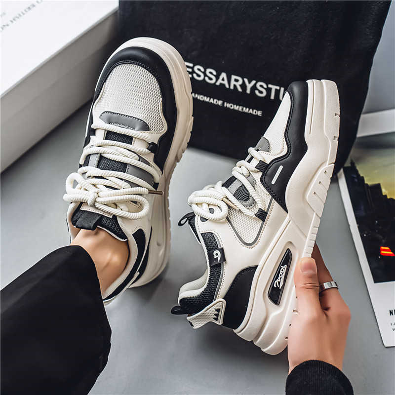 Legitimate Leather Round Foot Men Sneakers Basketball Mens Footwear Shoes For Mens Luxury Sport 2025 Character Tenids