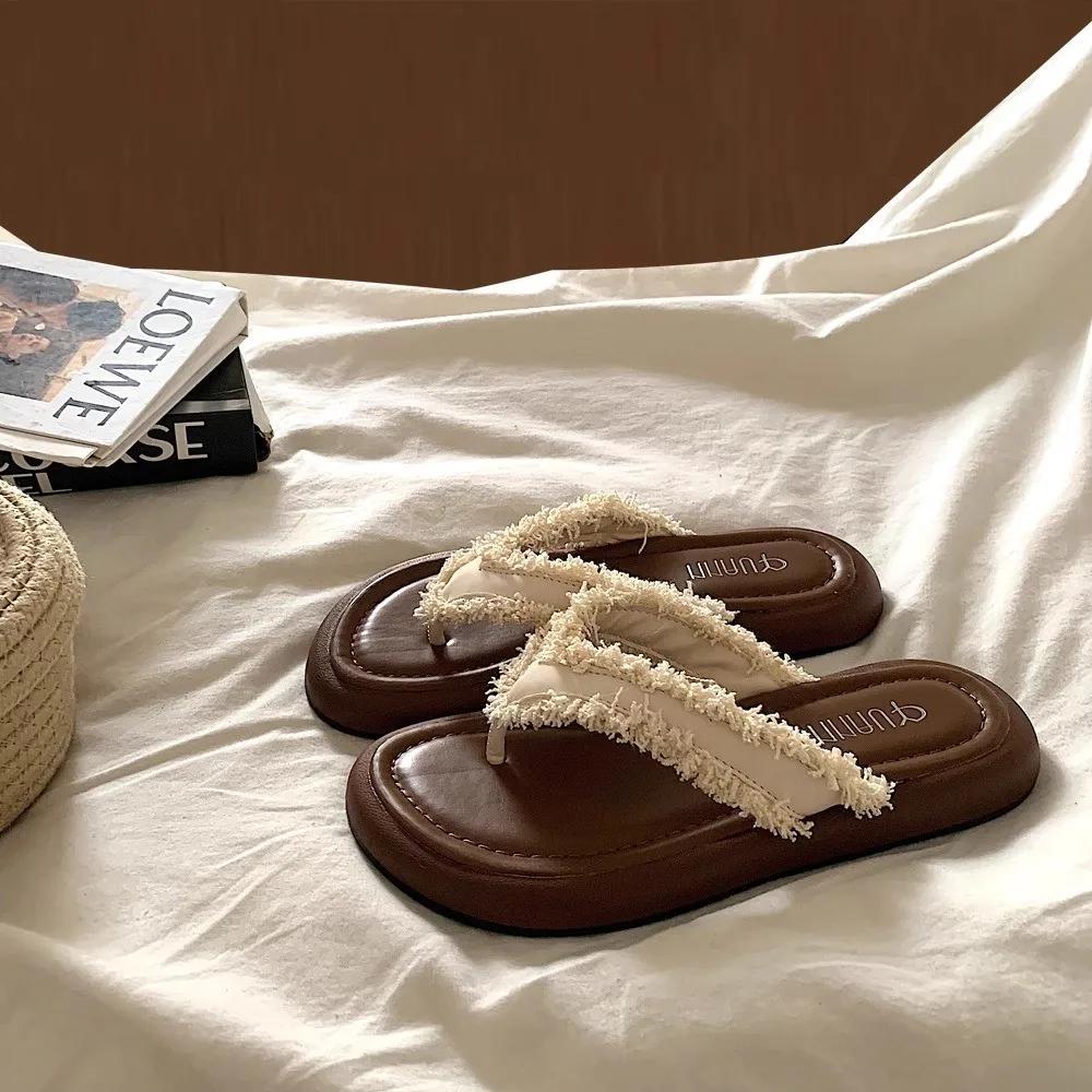 New Women Slippers Retro Flip Flops Summer Fashionable Sandals Versatile Shoes Beach Vacation Home Sexy Slippers Slides Women