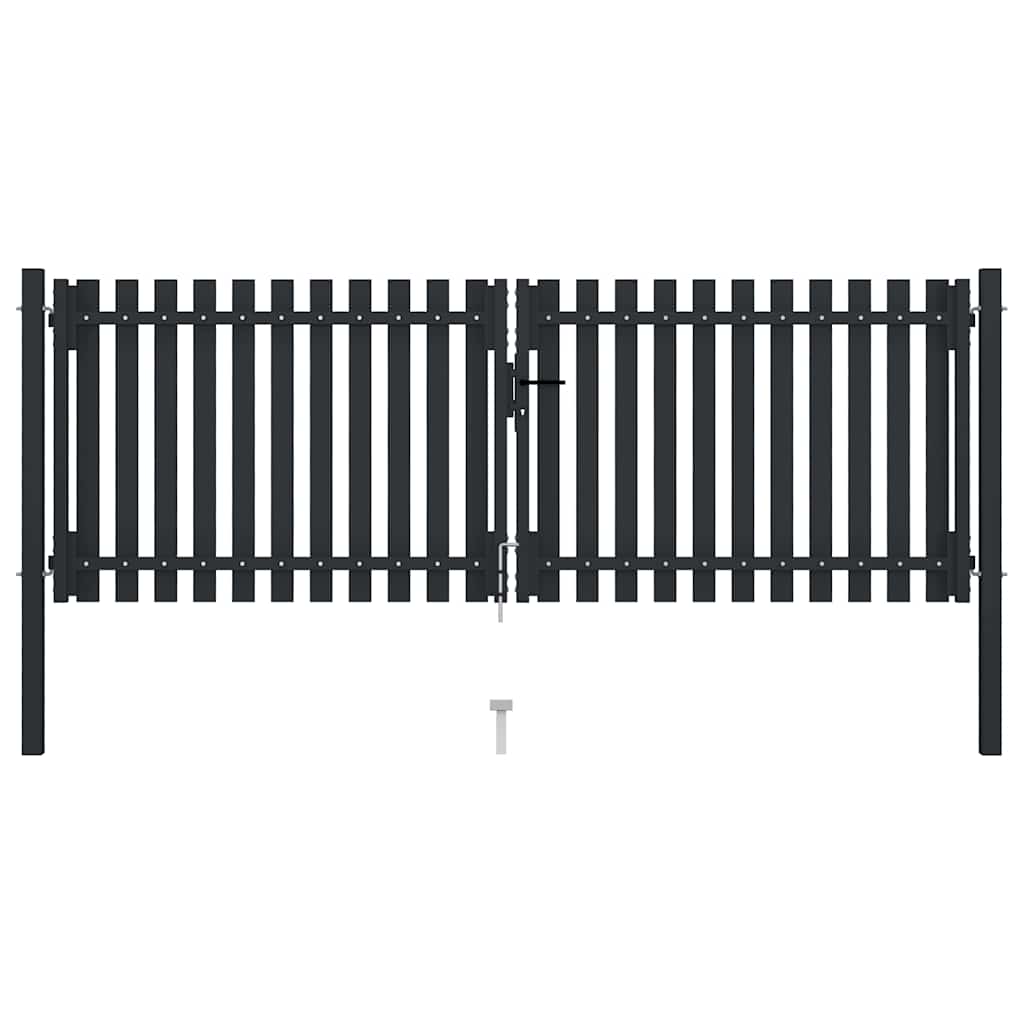 Vidaxl Garden Fence Double Door Fence Fur Steel 300X75 Cm Anthracite
