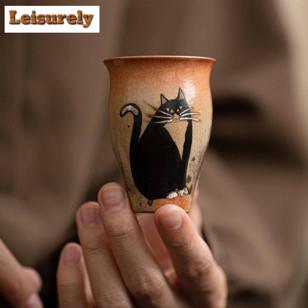 50ml Japanese Kiln Change Keramický šálek Zhiye Cat Smlling Voňavý šálek Malý Master Hrnek Porcelánový Kung Fu čajový set