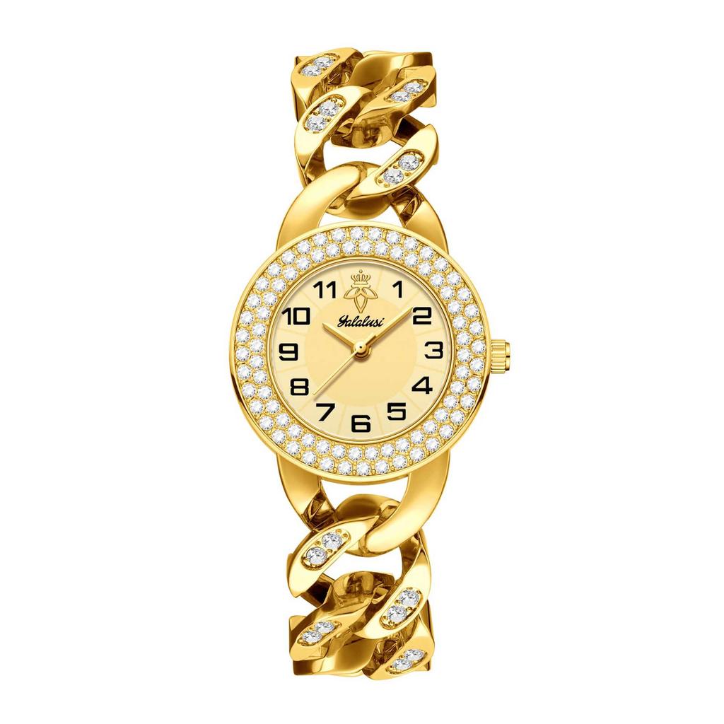 Yalalusi Chain List Full Of Diamonds Light Luxury Niche Women'S Watch Luxury Diamond Ring Gold Chain Watch