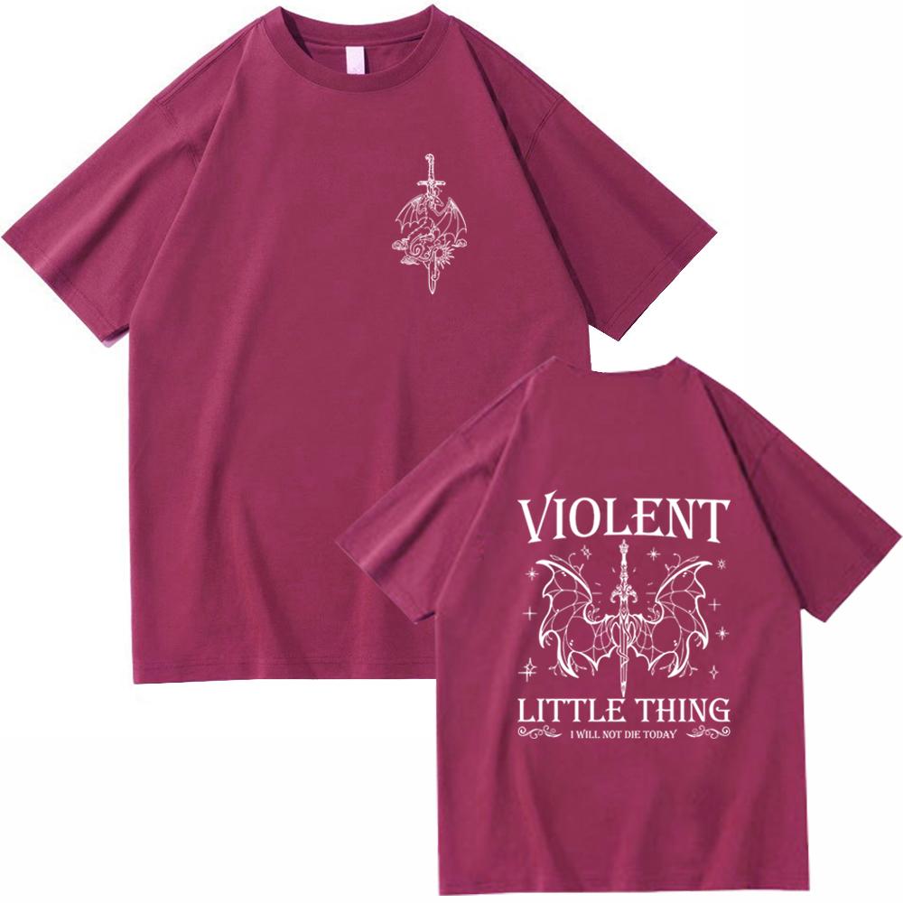 

Violent Little Thing Fourth Wing Fan Gift T-shirt Women and Men O-neck Summer Regular Oversized Dragon Rider Casual Shirt 3XL