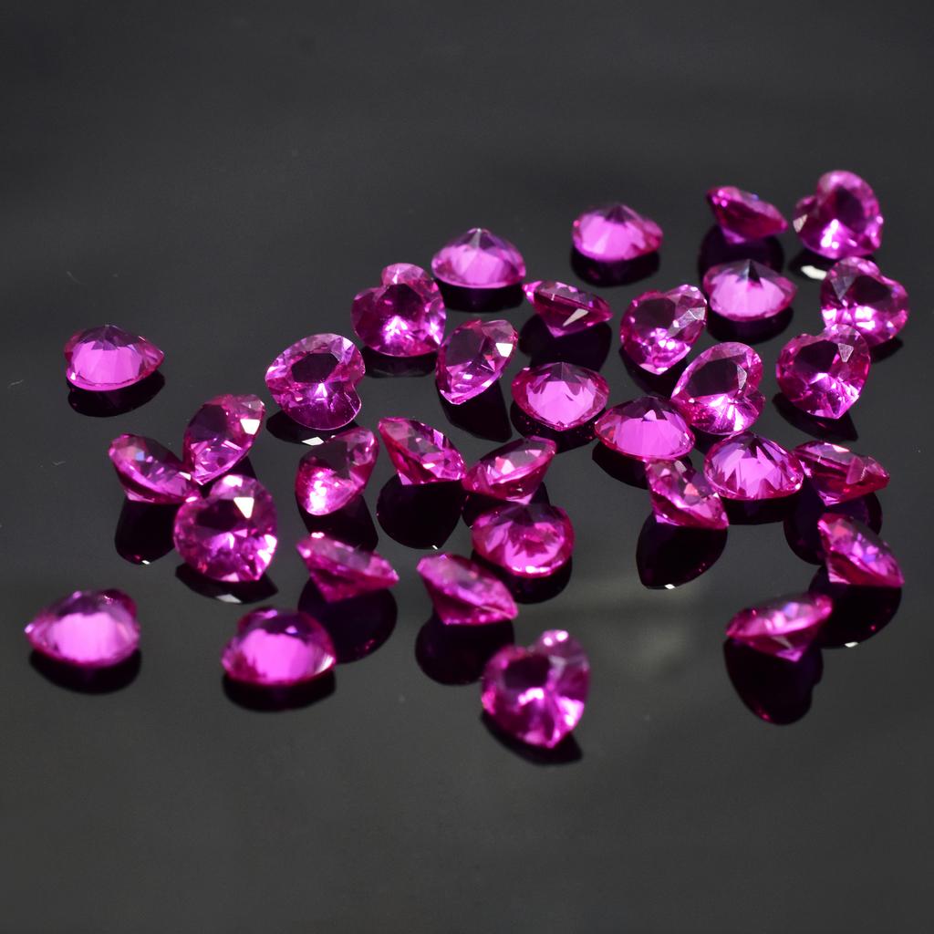 Natural Pink Ruby Loose Gemstone Untreated Heart Cut 16 pcs 6x6 mm for Jewelry Making and Crafts