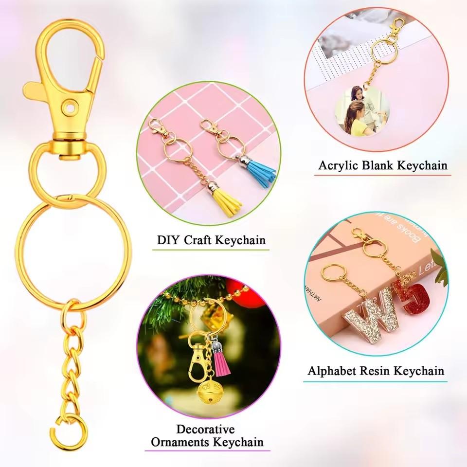 90Pcs/Set Key Chain Rings Pendants Keychain Hardware Key Hooks with Key Rings and Jump Ring DIY Crafts Keychain Making Supplies