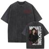 Michael Jackson King of Pop MJ Vintage Washed T-Shirt Herren Damen High Street Gothic Klassisches T-Shirt Sommer Oberteile Hip Hop T-Shirt
