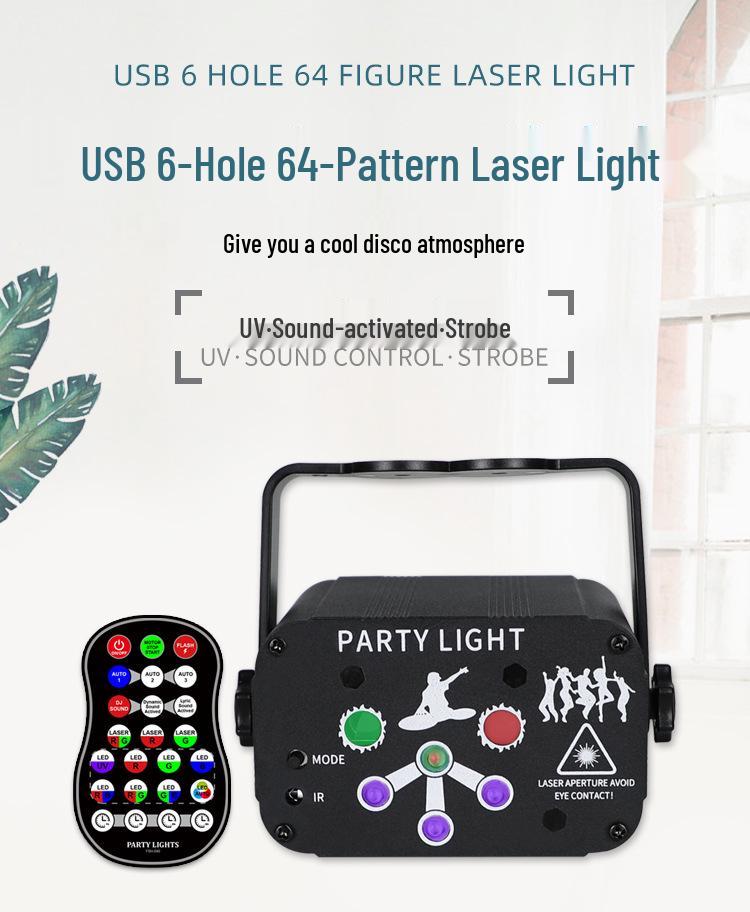 UV6 Mini Laser KTV Stage Light - Colorful Strobe & Patterns