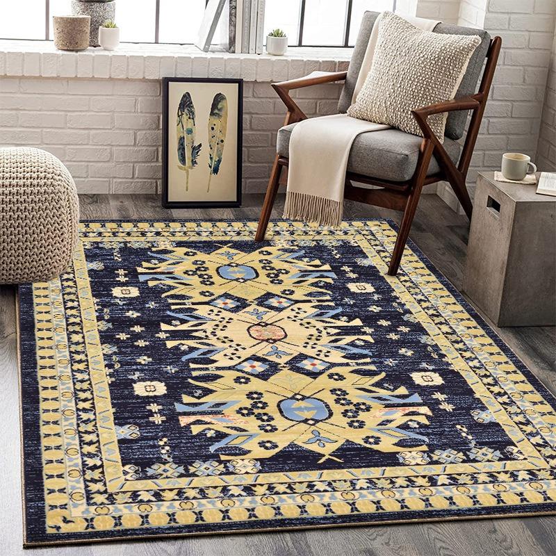 Dywaniki ze wzorem etnicznym Kolorowe geometryczne kwiatowe wzory Kolekcja bohemy z szarym fotelem Dekor roślinna Akcent domowy