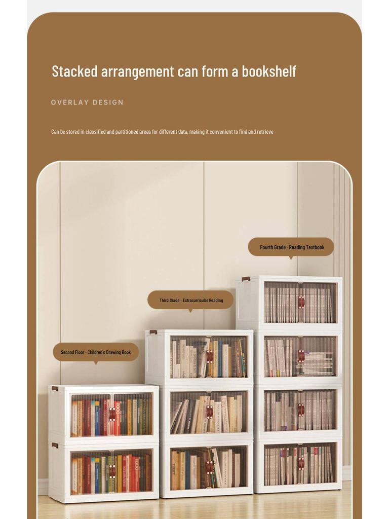 Foldable Children's No-Assembly Dustproof Bookshelf & Floor-Standing Multi-Layer Storage Rack