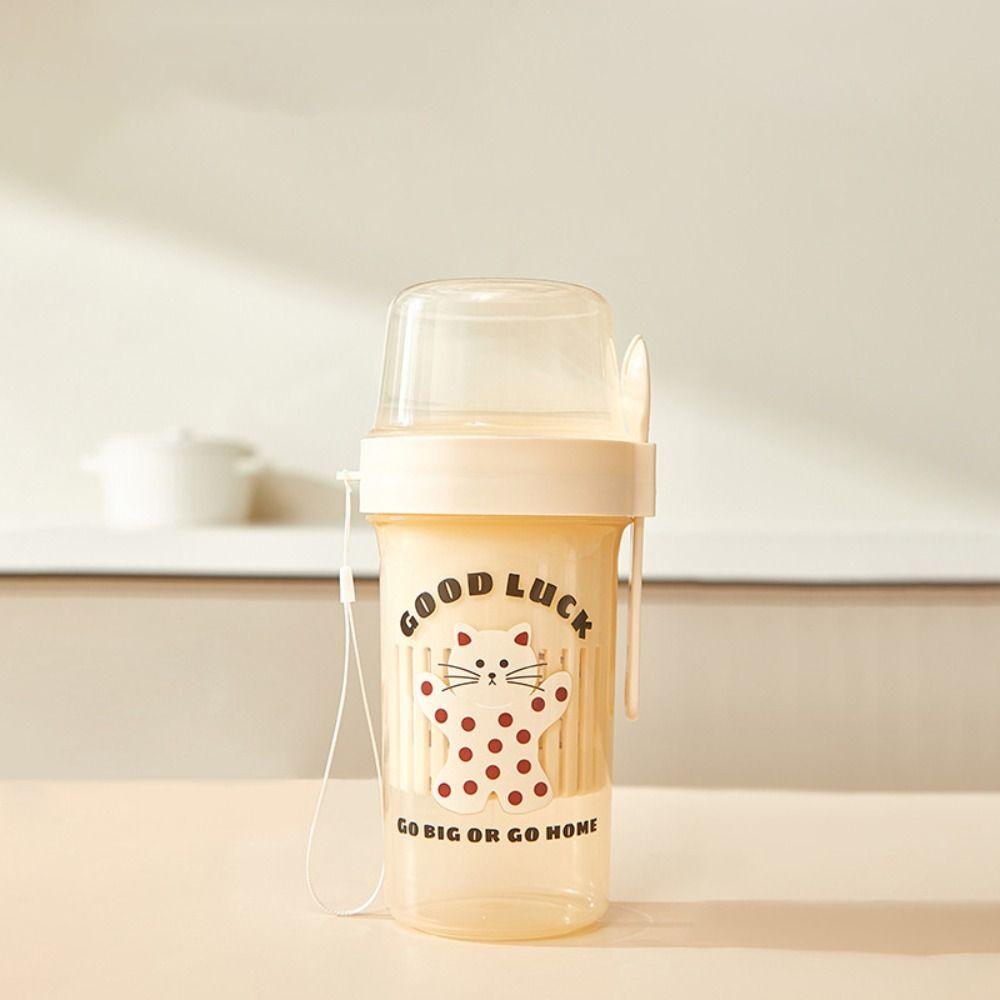Double Layer Breakfast Oatmeal Cup Spring Pressure Salad Cup Cereal Cup Yogurt Filter Cup  School