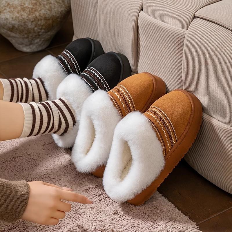 Thickened Cotton Slippers for Stepping On Shit, Indoor Home Use In Autumn and Winter, Warm and Velvet Dormitory Wedding Slippers
