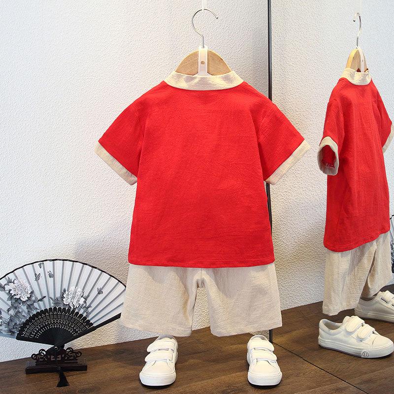 Children's Hanbok Boys Short-sleeved Chinese Style Tang Suit Spring, Summer and Autumn Suit Girls Ancient School Chorus Performance Clothing