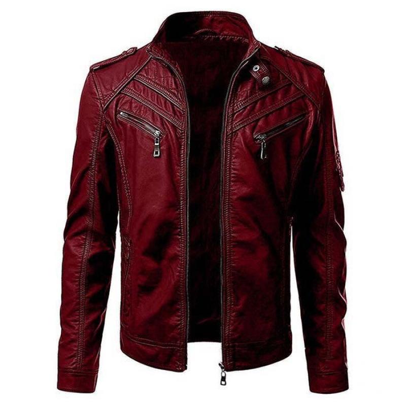 European and American men's clothing men's leather jacket male teen stand-up collar punk men's motorcycle leather jacket