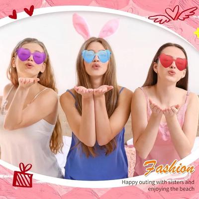 40 Pièces Lunettes de Soleil Cœur de Plage pour Femmes Lunettes Enfant Oversize en Forme de Cœur Lunettes de Soleil Amusantes Sans Monture Pack pour Cadeaux de Fête