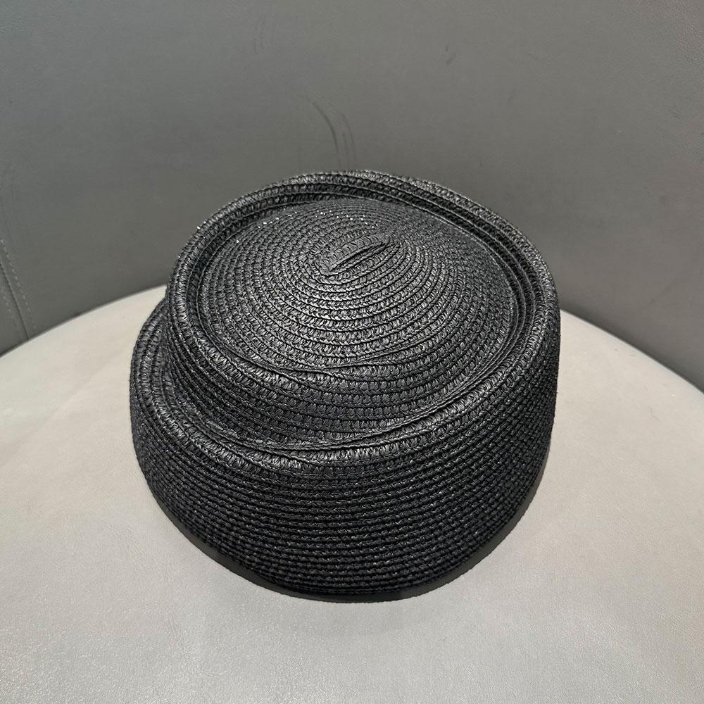 

New Summer Straw Beret Hat Fedora Sun Cap For Women Hostess Fashion Pillbox Hat Millinery Fascinator Designer Hats Painter s Hat 56-59cm чорний