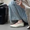 New Fashion Buckle Strap Ladies Flats Mary Janes Shoes Female Designer Shallow Footwear Silk Women Flat With Shoes Red