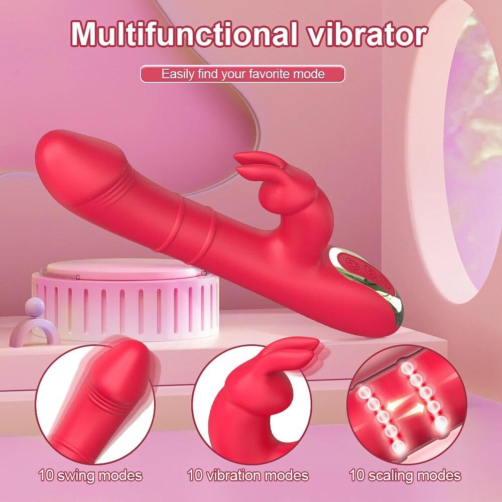 Rabbit Thrusting Vibrator Automatic Telescopic G-Spot Clitoris Stimulator Female Masturbation Sex Toys For Women Adults Product