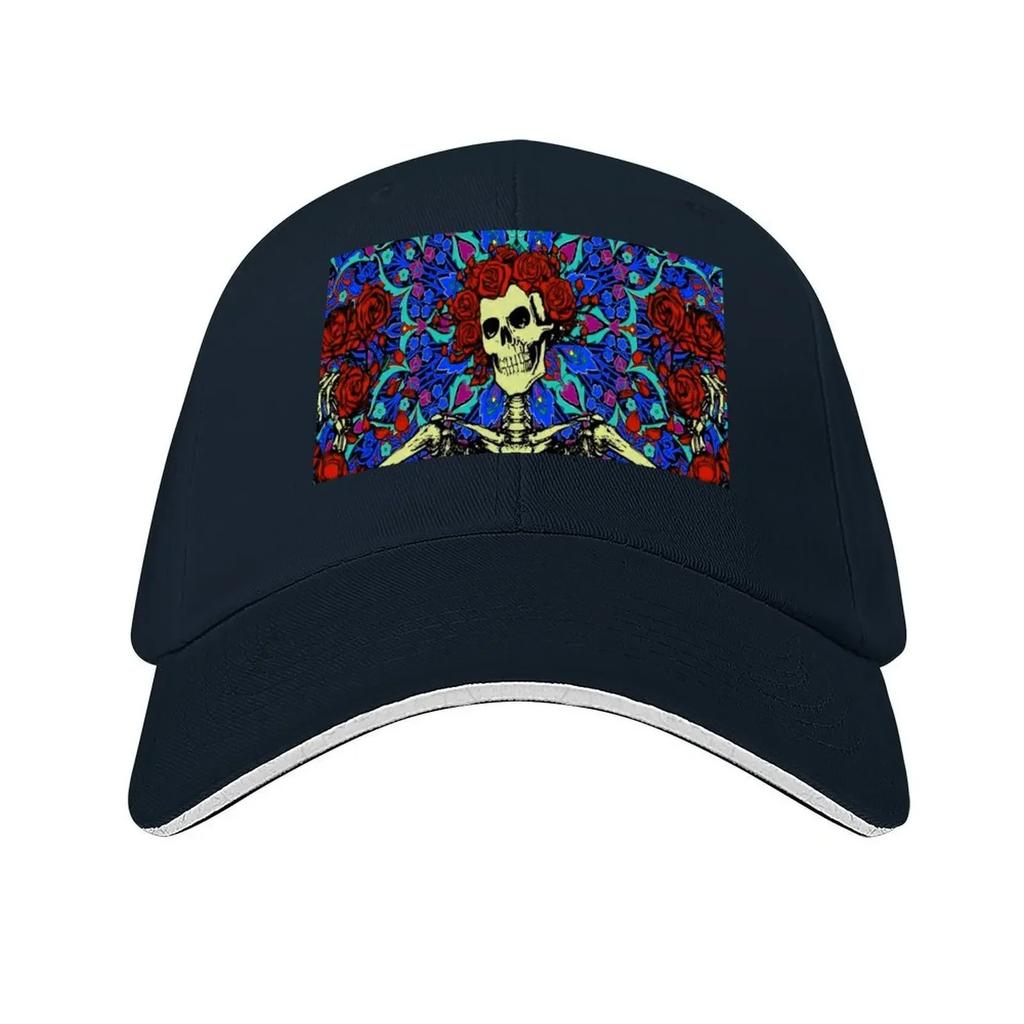 Psychedelic Grateful Day of the Dead Roses Skeleton Baseball Cap Fashionable Icon Designer Cap Mens Womens