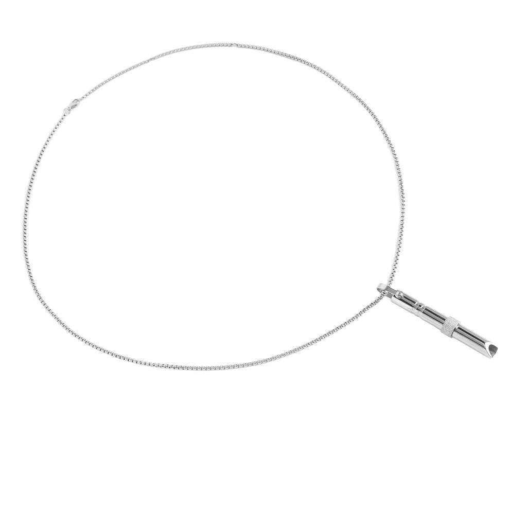 Whistle Pedant Necklace Reduce Anxiety Deep Breathing Stainless Steel Stress Relief Necklace Silver