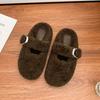 Internet celebrities winter new thick-soled half-tray women's shoes wear high-end grape mother Mao Mao shoes women wear warm cotton shoes