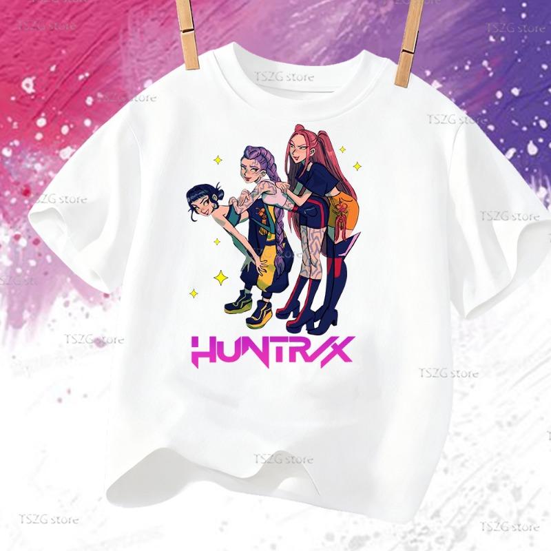 Huntrix Kpop Demon Hunters T-Shirt for Boys Girls T-shirt Fans Gift Summer Crew Neck Short Sleeve Tees Fashion Kids T-shirt