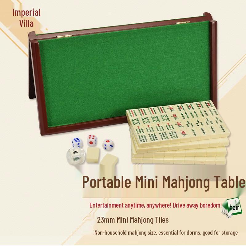 Portable Mini Mahjong Set with Folding Table