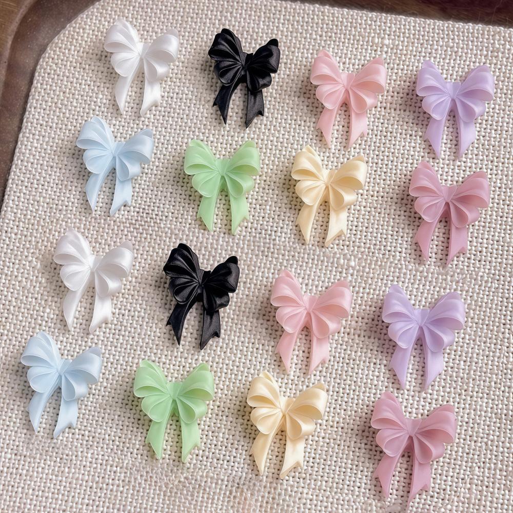 20pc Exqusitive Bows Nail Resin Charms Mini Bow Nail Art Accessories Bow Black White Rice White Bow Tie Nails Decoration Diamond