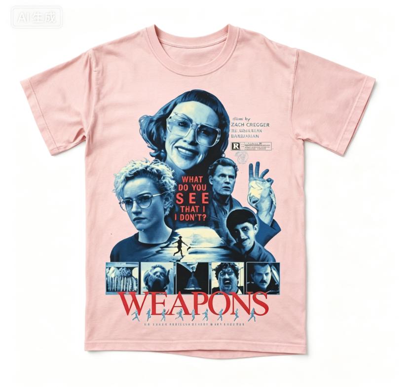 2026 new Fashionable unisex oversized T-shirt, blue-collar character portrait, scene frame, classic horror movie print