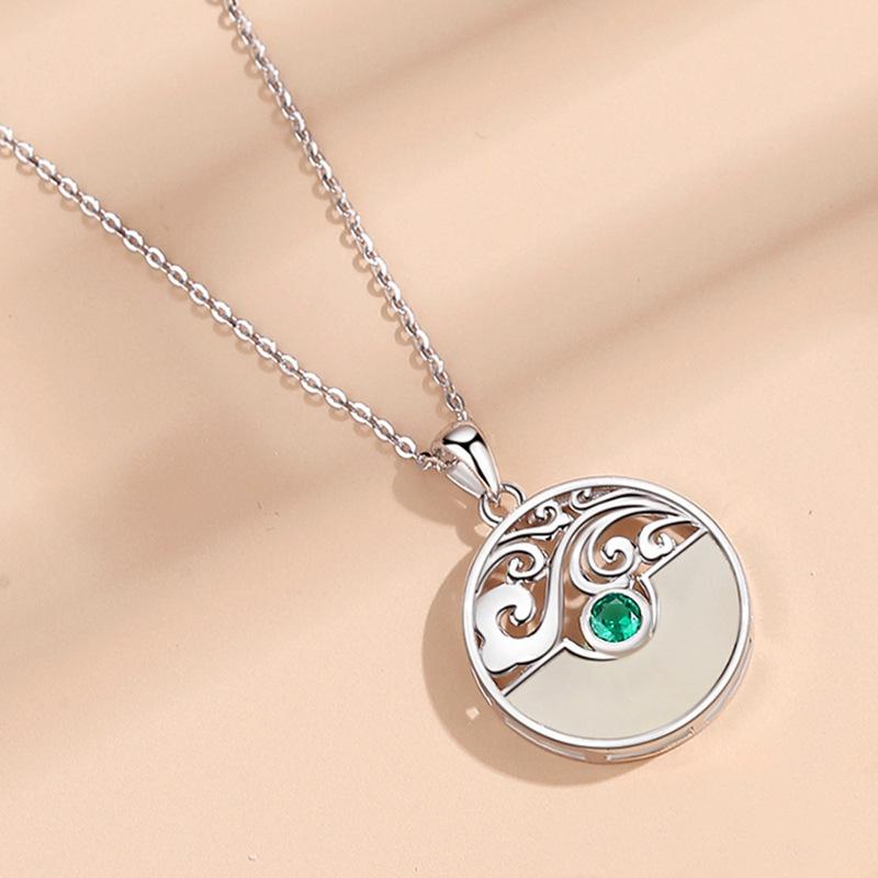 

Bao Yi Long S925 Silver Hetian Jade Auspicious Clouds Necklace Women s Pendant Jewelry 925 Silver