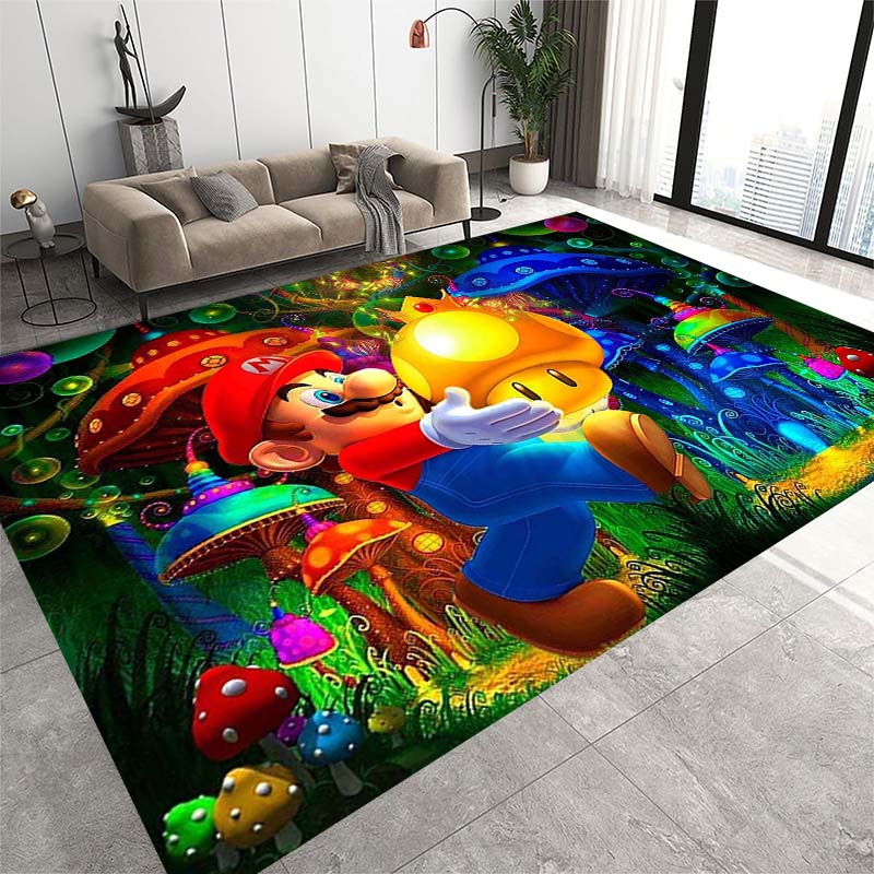 This new Super Mario cartoon rug is suitable for home décor in game rooms, bedrooms, living rooms, sofas, and other areas;