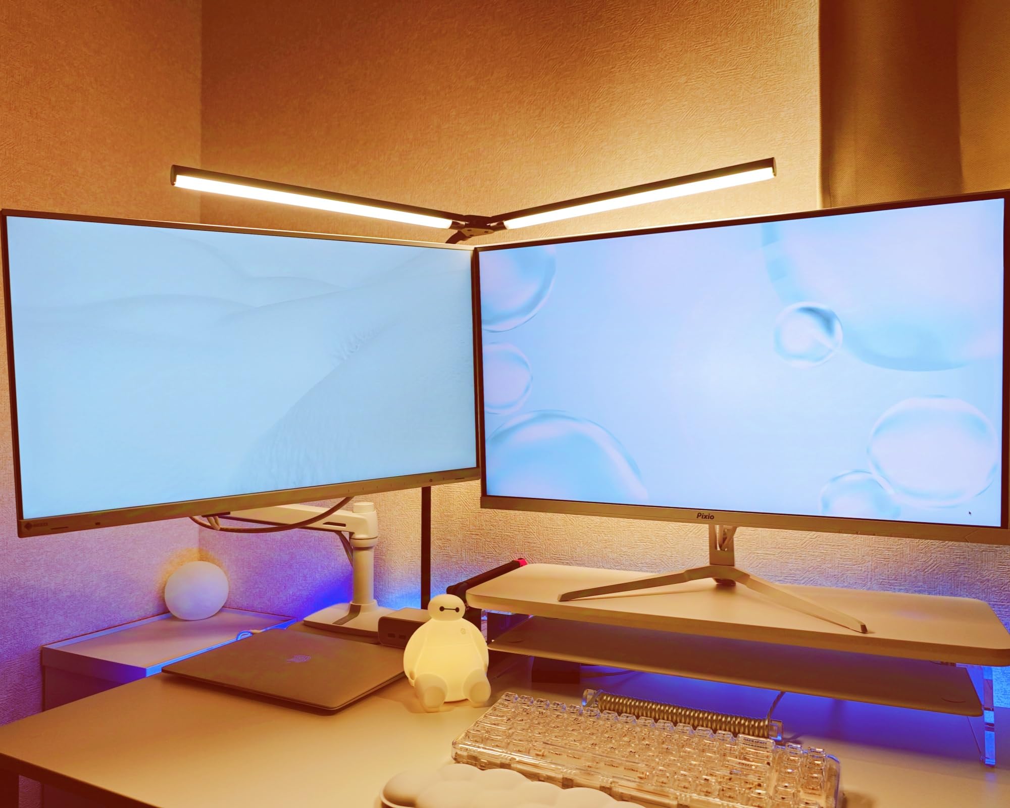 

Quntis LED Desk Lamp, 1500 Lux High Brightness, 80cm Wide, Dual Light Source, 4-Level Dimming, Color Temperature Ra95 High Color Rendering,