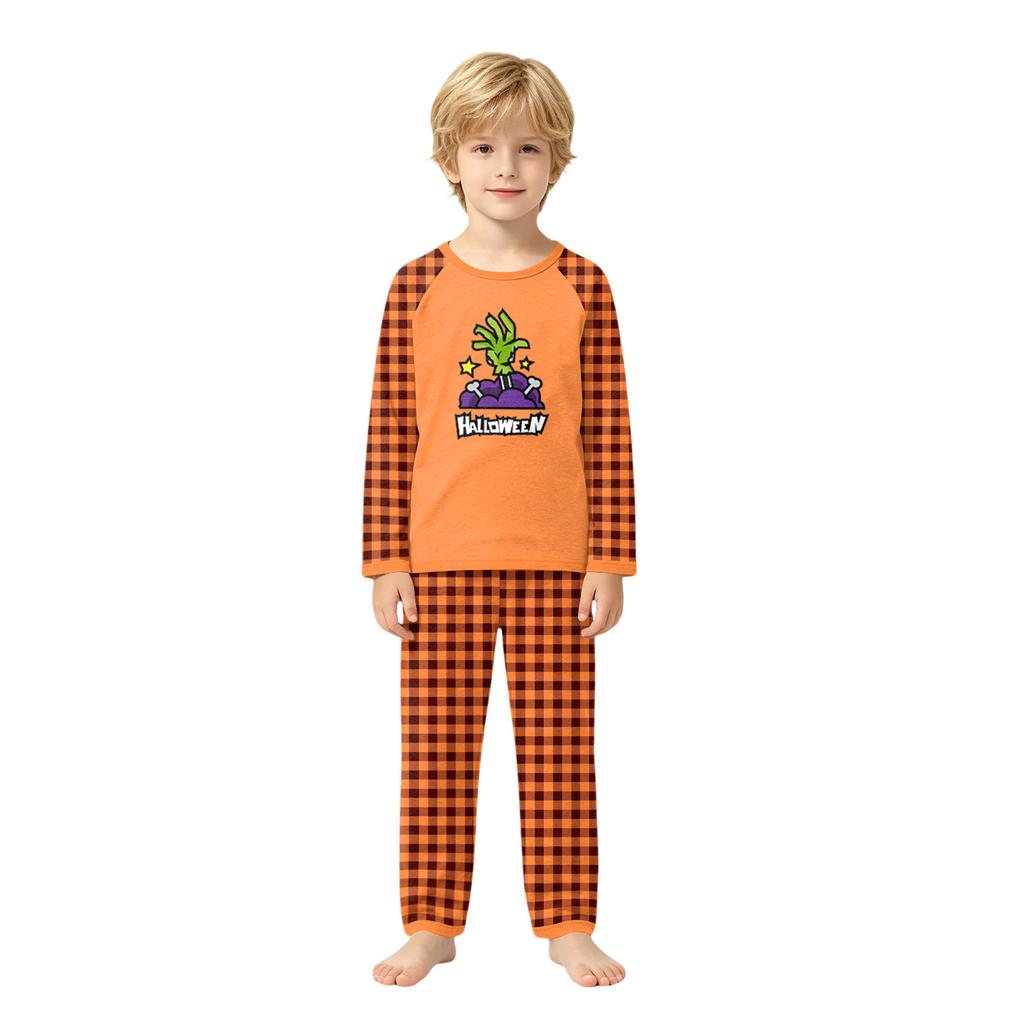 Family Matching Halloween Pajama Set with Patchwork Print for Women Men and Kids