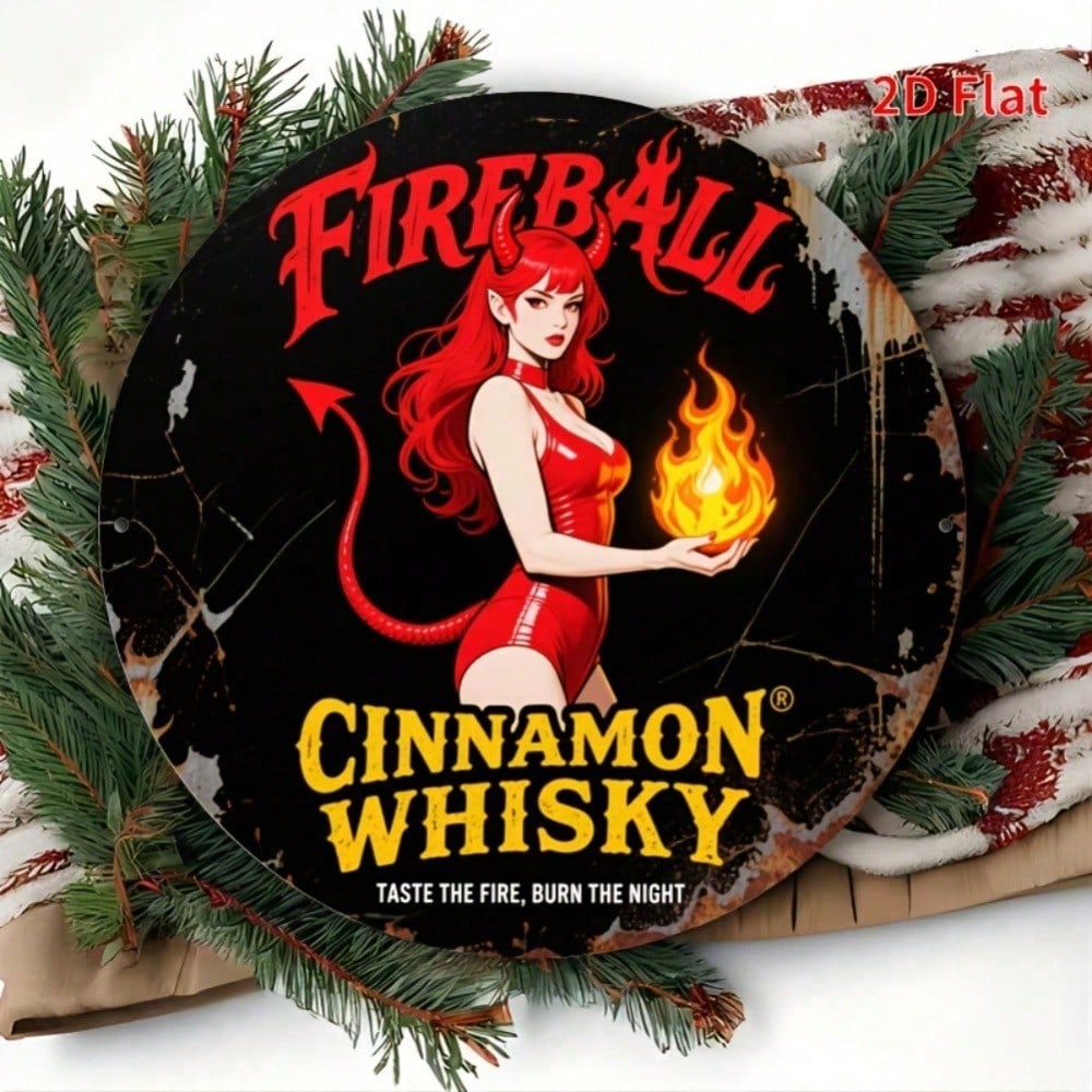 

Vintage Metal Tin Sign Fireball Cinnamon Whisky Poster 20x20 cm Flat Aluminum Wall Art Home Bar Man Cave Pub Decor 20x20 різнокольоровий
