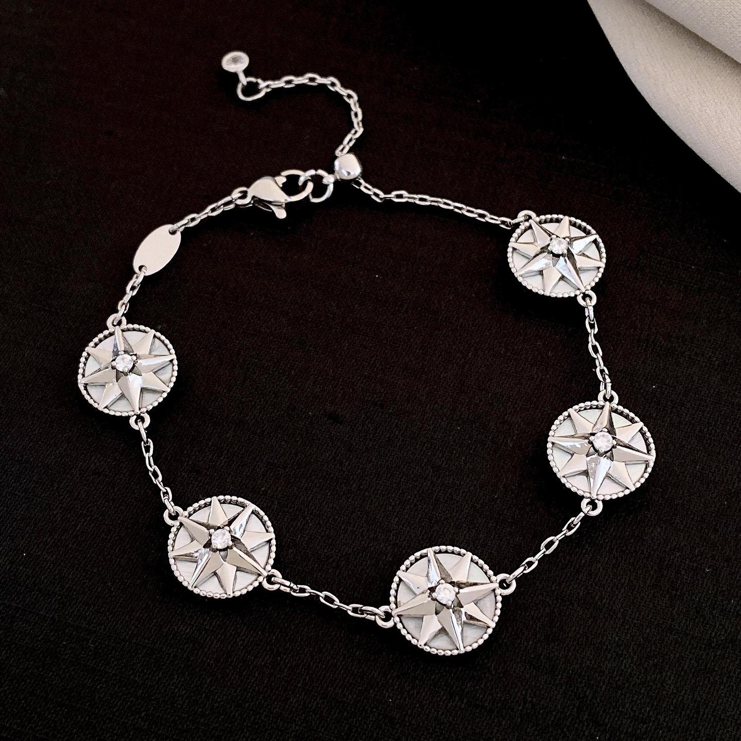 European and American zircon round star fritillary bracelet bracelet design sense niche jewelry