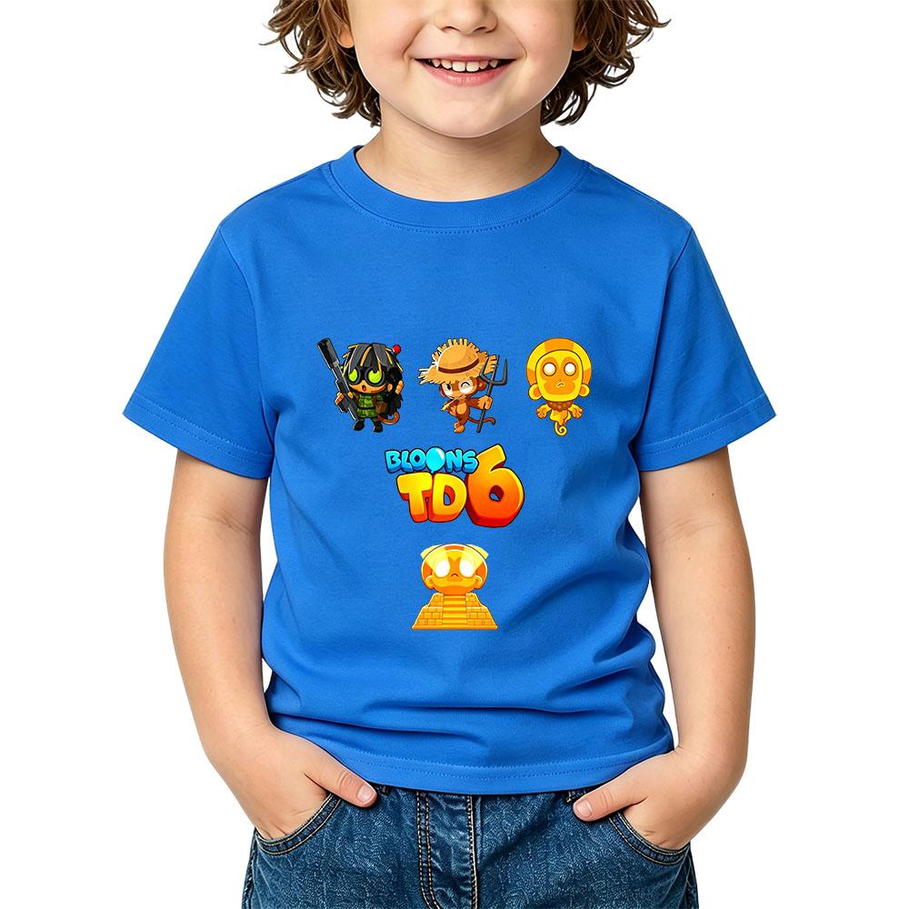 Maglietta per Bambini Gioco Bloons TD 6 100% Cotone Stampa Cartone Animato T-shirt per Bambini Streetwear Ragazzi Ragazze Top Girocollo Manica Corta Estate