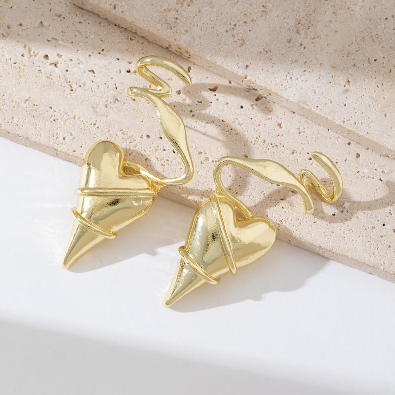 Шикарные Серьги-Кольца Huggie с Подвеской в Виде Сердца Модные Украшения для Женщин Массивные Серьги-Обручи с Сердцами золотой