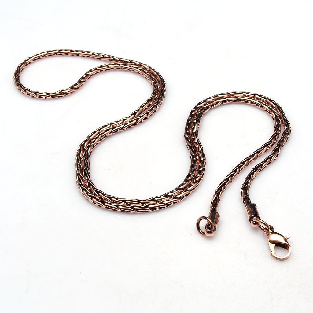 100 % Oxidized Copper Chain Necklace Pure Copper Wheat Chain Solid Jewelry Chain Wheat Chain Gift for Viking Jewelry Eco Friendly Chain Gift