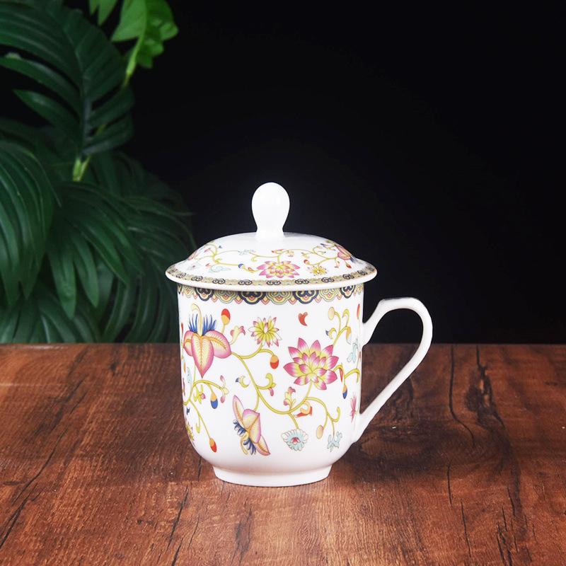 Tibetische Retro-Tasse Keramiktasse mit Deckel Bone China Tasse Bürotasse Besprechungstasse Wasserbecher Teetasse Becher Kommerzielle Tasse