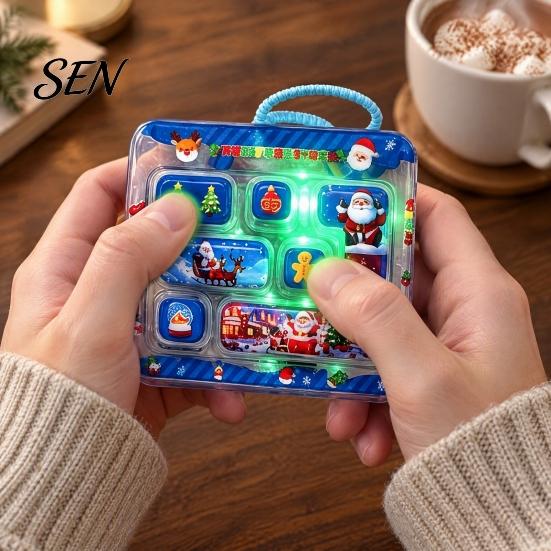 Adult Stress Relief Gift Christmas 7-Key Fidget Keyboard Keychain, Light Up Mini Game Toy, Portable Compact Accessory Stocking Stuffer Party
