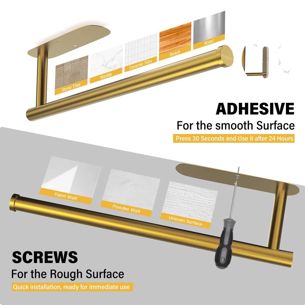 Bohrloser selbstklebender Papierhandtuchhalter, SUS304 Edelstahl, Unterbauregal 12,6'' für Handtücher & Folie, Küche/Wohnmobil/Badezimmer