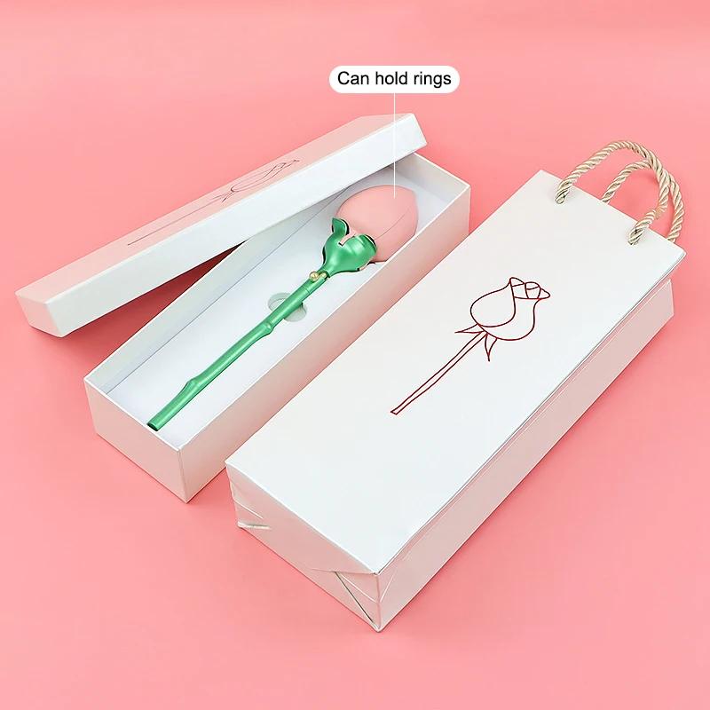 Dustproof Flower Proposal Ring Box Elegant Pink Auto Blooming Jewelry Box Waterproof Red Rose Ring Box Valentine's Day