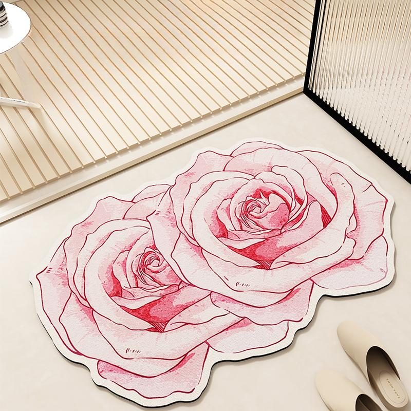 Light Luxury French Carpet Bathroom Floor Mat Toilet Toilet Toilet Door Toilet Non-slip Mat Absorbent Foot Pad Diatom Mud