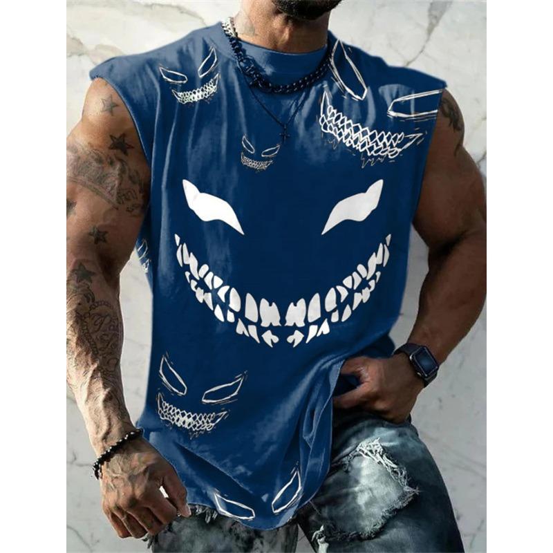 Men's Tank Top Pattern Tribe Round Neck Loose Clothing Daily Sports Sleeveless Printed Fashion Design Menswear