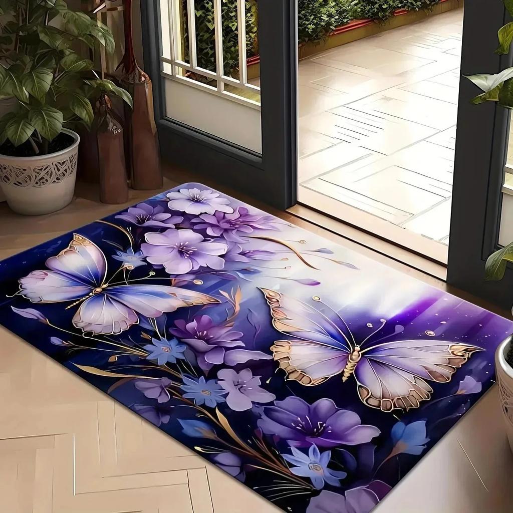 1PC Rose Pattern  Kitchen Rugs Non-Slip Home Door Mats Pop Design Bathroom Rugs Bath Mat Carpet for Home Sink Laundry Decor