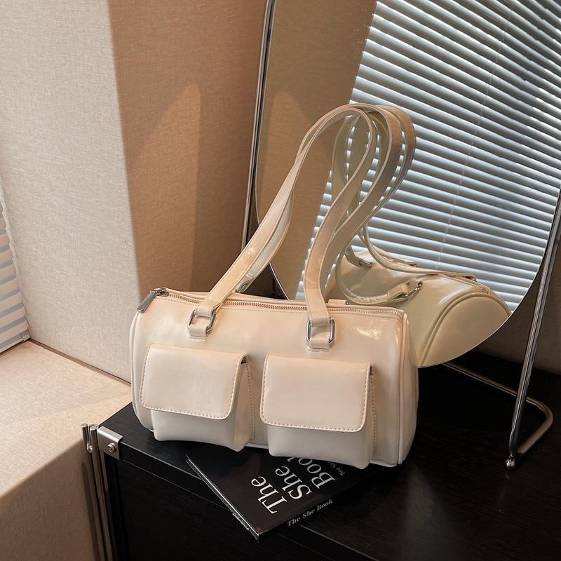 Simple Bowling Bag Women's New Fashion Texture Shoulder Bag Versatile Commuter Hand Pillow Bag