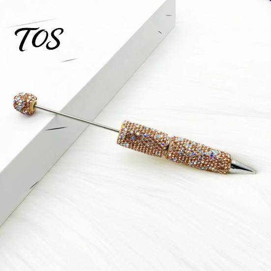 Exquisite Diamond Stationery Pen Beadable Pens, Bling Rhinestone Beaded DIY Bead Pen, Crystal Shaft Gel Black Ink Ballpoint Pens for Decorations