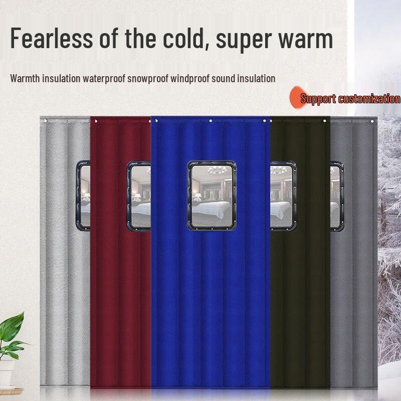 Thickened Insulated Cotton Door Curtain with Window