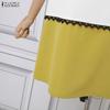 ZANZEA Women Casual Round Neck Short Sleeve Summer Patchwork Dress