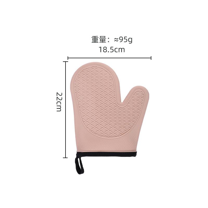 Short silicone heat insulation gloves thickened cotton-padded kitchen microwave oven barbecue baking gloves