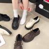 Thick-soled Spring New Low-top Single Women's Shoes Large-size Thick-soled Retro Small Leather Shoes